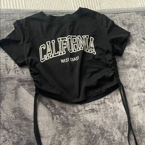 SHEIN Black California Graphic Crop Top